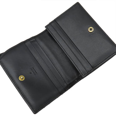 グッチ GUCCI ダブルG カードケース ウォレット 466492 ブラック レザー シェブロンキルティングナッパレザー 二つ折り財布 ゴールド金具 黒 GG