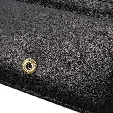 グッチ GUCCI ダブルG カードケース ウォレット 466492 ブラック レザー シェブロンキルティングナッパレザー 二つ折り財布 ゴールド金具 黒 GG