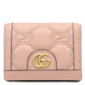 グッチ GUCCI GG マトラッセ カードケース ウォレット 723786 ピンクベージュ レザー 二つ折り財布 ゴールド金具 コンパクトウォレット