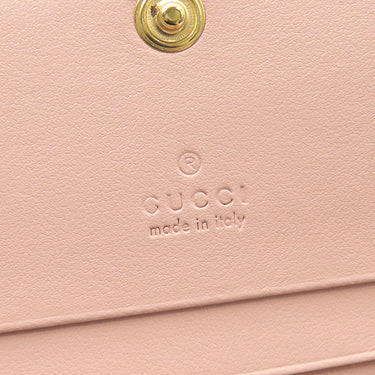 グッチ GUCCI GG マトラッセ カードケース ウォレット 723786 ピンクベージュ レザー 二つ折り財布 ゴールド金具 コンパクトウォレット
