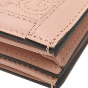 グッチ GUCCI GG マトラッセ カードケース ウォレット 723786 ピンクベージュ レザー 二つ折り財布 ゴールド金具 コンパクトウォレット