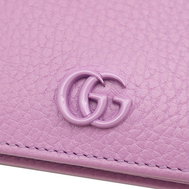 グッチ GUCCI ダブルＧ カードケース ウォレット 456126 パープル レザー 二つ折り財布 シルバー金具 プチマーモント コンパクト