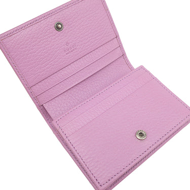 グッチ GUCCI ダブルＧ カードケース ウォレット 456126 パープル レザー 二つ折り財布 シルバー金具 プチマーモント コンパクト