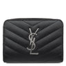 サンローラン SAINT LAURENT コンパクト ジップアラウンド ウォレット 403723 ブラック レザー 二つ折り財布 シルバー金具 黒 Vステッチ