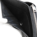 サンローラン SAINT LAURENT コンパクト ジップアラウンド ウォレット 403723 ブラック レザー 二つ折り財布 シルバー金具 黒 Vステッチ