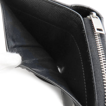 サンローラン SAINT LAURENT コンパクト ジップアラウンド ウォレット 403723 ブラック レザー 二つ折り財布 シルバー金具 黒 Vステッチ