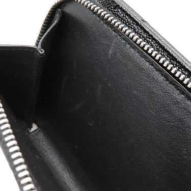 サンローラン SAINT LAURENT コンパクト ジップアラウンド ウォレット 403723 ブラック レザー 二つ折り財布 シルバー金具 黒 Vステッチ