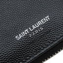 サンローラン SAINT LAURENT コンパクト ジップアラウンド ウォレット 403723 ブラック レザー 二つ折り財布 シルバー金具 黒 Vステッチ
