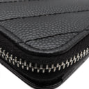 サンローラン SAINT LAURENT コンパクト ジップアラウンド ウォレット 403723 ブラック レザー 二つ折り財布 シルバー金具 黒 Vステッチ