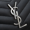 サンローラン SAINT LAURENT コンパクト ジップアラウンド ウォレット 403723 ブラック レザー 二つ折り財布 シルバー金具 黒 Vステッチ
