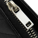 サンローラン SAINT LAURENT コンパクト ジップアラウンド ウォレット 403723 ブラック レザー 二つ折り財布 シルバー金具 黒 Vステッチ