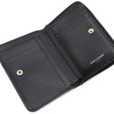 サンローラン SAINT LAURENT コンパクト ジップアラウンド ウォレット 403723 ブラック レザー 二つ折り財布 シルバー金具 黒 Vステッチ