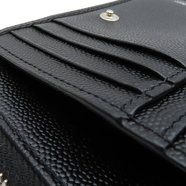 サンローラン SAINT LAURENT コンパクト ジップアラウンド ウォレット 403723 ブラック レザー 二つ折り財布 シルバー金具 黒 Vステッチ