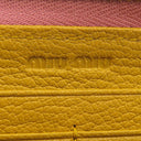 ミュウミュウ MIU MIU リボン付き ラウンドファスナー ウォレット ピンク×イエロー レザー 長財布 ゴールド金具 バイカラー