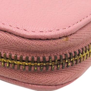 ミュウミュウ MIU MIU リボン付き ラウンドファスナー ウォレット ピンク×イエロー レザー 長財布 ゴールド金具 バイカラー