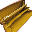 ミュウミュウ MIU MIU リボン付き ラウンドファスナー ウォレット ピンク×イエロー レザー 長財布 ゴールド金具 バイカラー