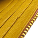 ミュウミュウ MIU MIU リボン付き ラウンドファスナー ウォレット ピンク×イエロー レザー 長財布 ゴールド金具 バイカラー