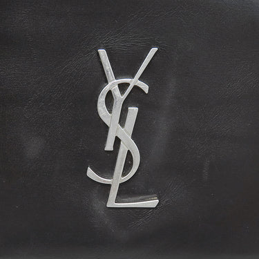 サンローラン SAINT LAURENT モノグラム ウォレット 453276 ブラック レザー 二つ折り財布 シルバー金具 黒 札入れ