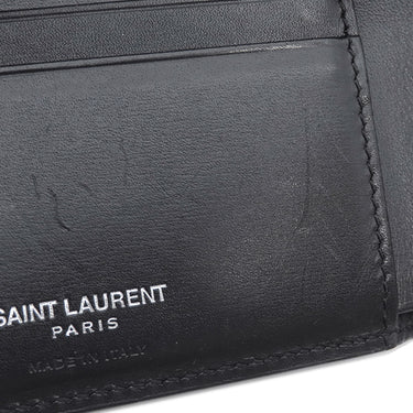 サンローラン SAINT LAURENT モノグラム ウォレット 453276 ブラック レザー 二つ折り財布 シルバー金具 黒 札入れ