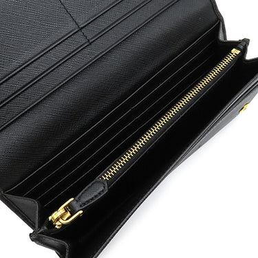 プラダ PRADA リボン フラップ ウォレット 1MH132 NERO レザー サフィアーノレザー 長財布 ゴールド金具 黒 SAFFIANO FIOCCO