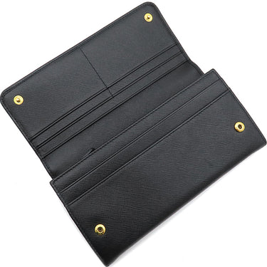 プラダ PRADA リボン フラップ ウォレット 1MH132 NERO レザー サフィアーノレザー 長財布 ゴールド金具 黒 SAFFIANO FIOCCO