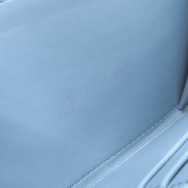 プラダ PRADA ロゴ ラウンドファスナー ネイビー レザー サフィアーノレザー 長財布 シルバー金具 紺 水色 バイカラー