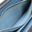 プラダ PRADA ロゴ ラウンドファスナー ネイビー レザー サフィアーノレザー 長財布 シルバー金具 紺 水色 バイカラー