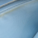 プラダ PRADA ロゴ ラウンドファスナー ネイビー レザー サフィアーノレザー 長財布 シルバー金具 紺 水色 バイカラー