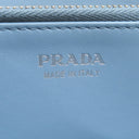 プラダ PRADA ロゴ ラウンドファスナー ネイビー レザー サフィアーノレザー 長財布 シルバー金具 紺 水色 バイカラー