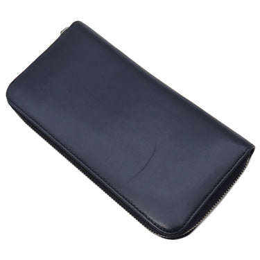 プラダ PRADA ロゴ ラウンドファスナー ネイビー レザー サフィアーノレザー 長財布 シルバー金具 紺 水色 バイカラー