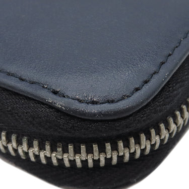 プラダ PRADA ロゴ ラウンドファスナー ネイビー レザー サフィアーノレザー 長財布 シルバー金具 紺 水色 バイカラー