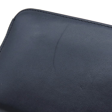 プラダ PRADA ロゴ ラウンドファスナー ネイビー レザー サフィアーノレザー 長財布 シルバー金具 紺 水色 バイカラー