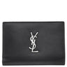 サンローラン SAINT LAURENT モノグラム ロゴ ブラック レザー 二つ折り財布 シルバー金具 黒 コンパクト ウォレット