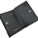 サンローラン SAINT LAURENT モノグラム ロゴ ブラック レザー 二つ折り財布 シルバー金具 黒 コンパクト ウォレット