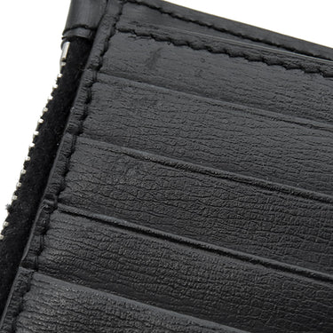 サンローラン SAINT LAURENT モノグラム ロゴ ブラック レザー 二つ折り財布 シルバー金具 黒 コンパクト ウォレット