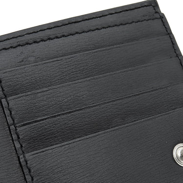 サンローラン SAINT LAURENT モノグラム ロゴ ブラック レザー 二つ折り財布 シルバー金具 黒 コンパクト ウォレット