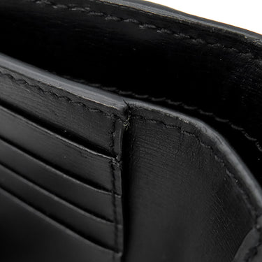 サンローラン SAINT LAURENT モノグラム ロゴ ブラック レザー 二つ折り財布 シルバー金具 黒 コンパクト ウォレット