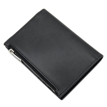 サンローラン SAINT LAURENT モノグラム ロゴ ブラック レザー 二つ折り財布 シルバー金具 黒 コンパクト ウォレット
