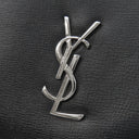 サンローラン SAINT LAURENT モノグラム ロゴ ブラック レザー 二つ折り財布 シルバー金具 黒 コンパクト ウォレット