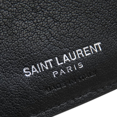 サンローラン SAINT LAURENT モノグラム ウォレット 453210 ブラック レザー 二つ折り財布 ブラック金具 黒 札入れ ステッチ