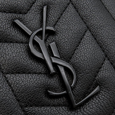 サンローラン SAINT LAURENT モノグラム ウォレット 453210 ブラック レザー 二つ折り財布 ブラック金具 黒 札入れ ステッチ