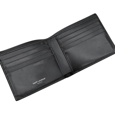 サンローラン SAINT LAURENT カサンドラ モノグラム ウォレット 453276 ブラック レザー 二つ折り財布 シルバー金具 黒 札入れ