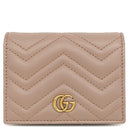 グッチ GUCCI ダブルG カードケース ウォレット 466492 ピンクベージュ レザー シェブロンキルティングナッパレザー 二つ折り財布 ゴールド金具 GG