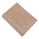 グッチ GUCCI ダブルG カードケース ウォレット 466492 ピンクベージュ レザー シェブロンキルティングナッパレザー 二つ折り財布 ゴールド金具 GG