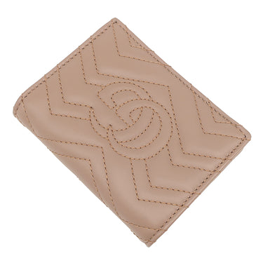グッチ GUCCI ダブルG カードケース ウォレット 466492 ピンクベージュ レザー シェブロンキルティングナッパレザー 二つ折り財布 ゴールド金具 GG