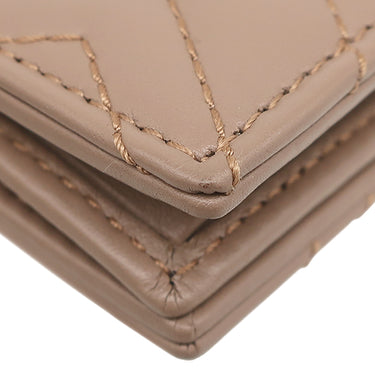 グッチ GUCCI ダブルG カードケース ウォレット 466492 ピンクベージュ レザー シェブロンキルティングナッパレザー 二つ折り財布 ゴールド金具 GG