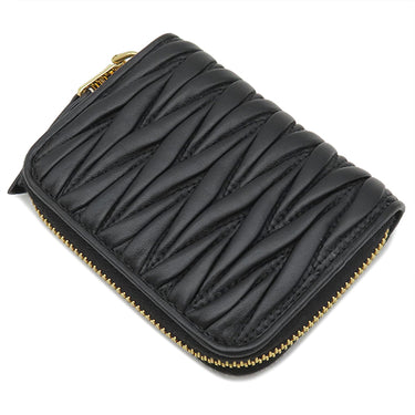 ミュウミュウ MIU MIU マテラッセ 5MM268 ブラック レザー ナッパレザー コインケース ゴールド金具 黒 コインパース