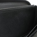 プラダ PRADA ロゴ ラウンドファスナー ブラック×ネイビー ナイロン サフィアーノレザー 長財布 ブラック金具 黒 紺 総柄