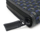 プラダ PRADA ロゴ ラウンドファスナー ブラック×ネイビー ナイロン サフィアーノレザー 長財布 ブラック金具 黒 紺 総柄
