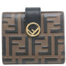 フェンディ FENDI エフ イズ フェンディ 8M0386 マヤブラウン×ブラック レザー 二つ折り財布 ゴールド金具 ミニ財布 茶 黒